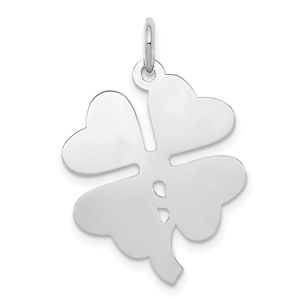 Sterling Silver 4-leaf Clover Shamrock Polished Disc Necklace Charm Pendant
